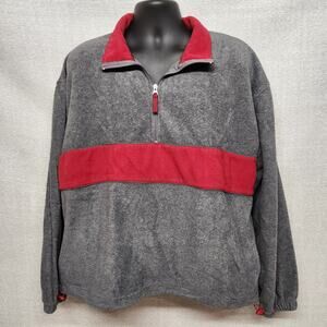 NY Classics Sports XL Gray Red Colorblock Fleece ¼-Zip Pullover